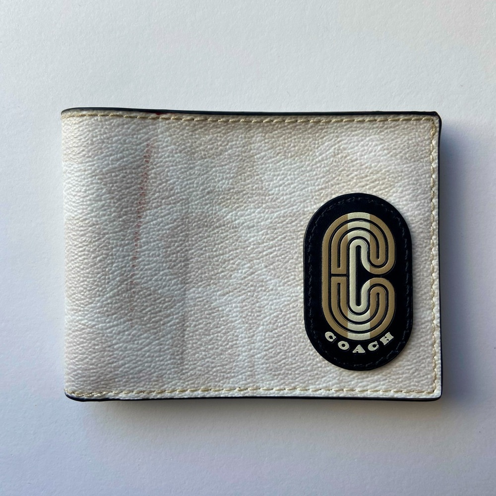 Coach white wallet, coach patch